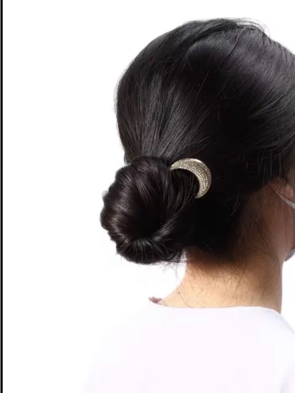 Gold Crescent Rhinestone Hair Stick